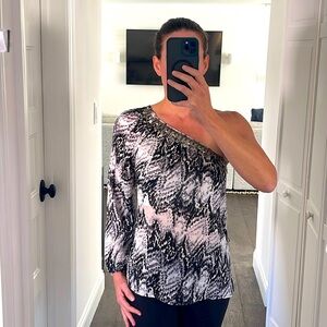 Bebe One Shoulder Blouse/Top - 100% Silk